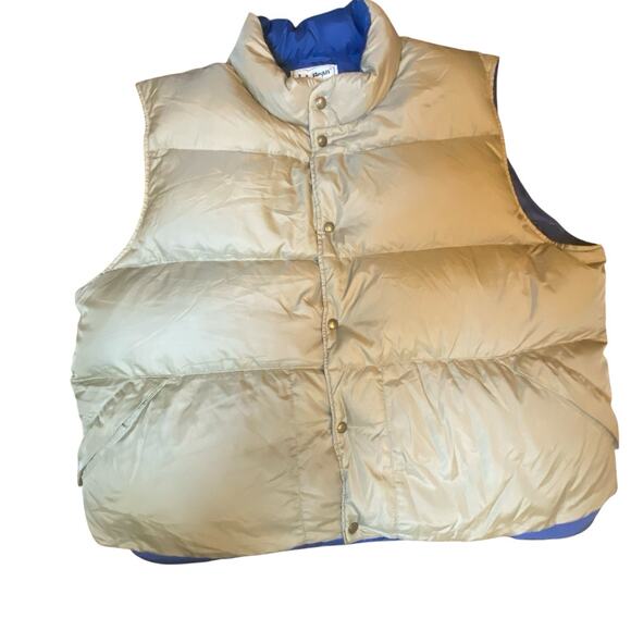 Vintage LL Bean Gold Tan Puffer Vest Snap Goose Down Men XXL Packable Gorpcore - Picture 3 of 16